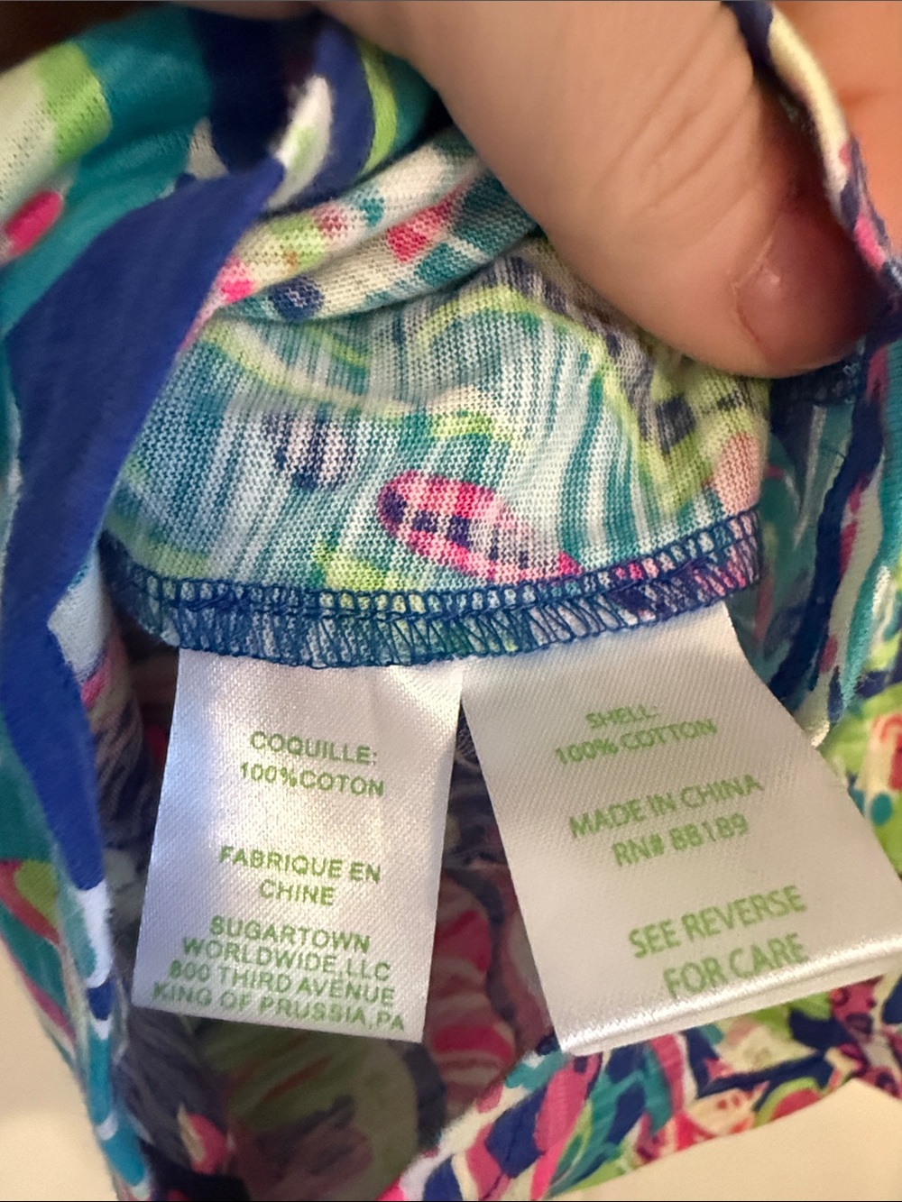 Lilly Pulitzer Blue Floral-Print Strapless Tank Top size large - Picture 6 of 6